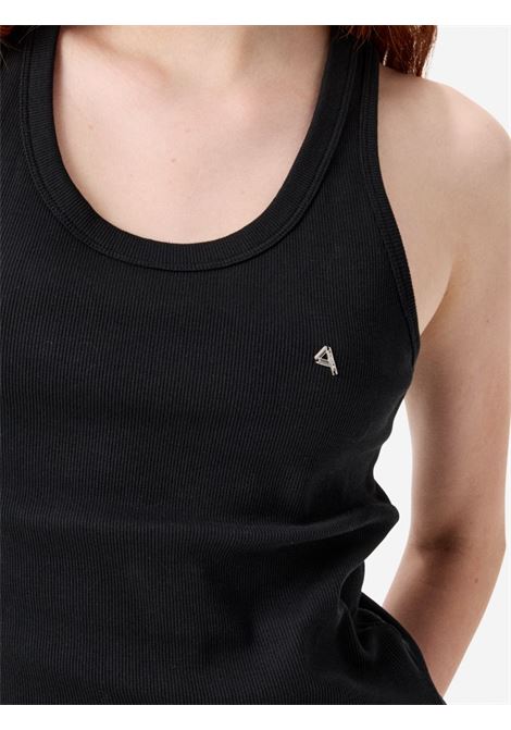 Cycle America ribbed tank top in pure cotton jersey black with racer back and plated logo CYCLE |  | CC452MS0111
