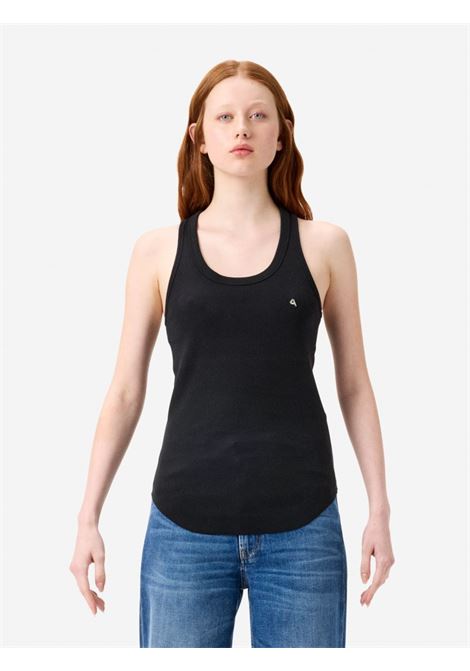 Cycle America ribbed tank top in pure cotton jersey black with racer back and plated logo CYCLE |  | CC452MS0111