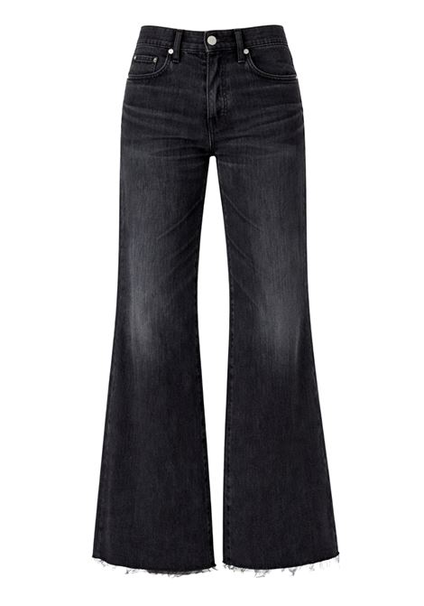 Cycle Luna flare fit mid-rise jeans in rigid black overdye denim with vintage wash and raw hem Made in Italy CYCLE |  | CC452P52211