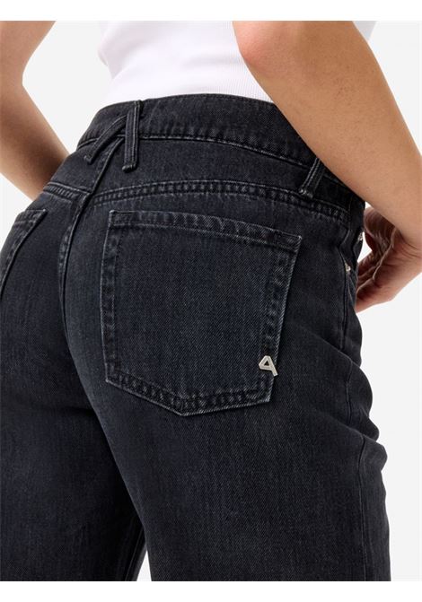 Cycle Luna flare fit mid-rise jeans in rigid black overdye denim with vintage wash and raw hem Made in Italy CYCLE |  | CC452P52211