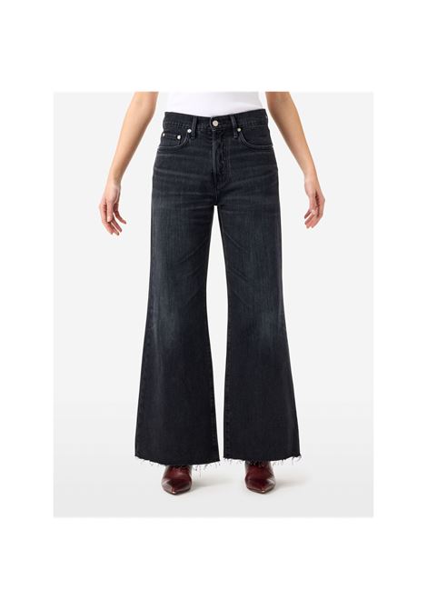 Cycle Luna flare fit mid-rise jeans in rigid black overdye denim with vintage wash and raw hem Made in Italy CYCLE |  | CC452P52211