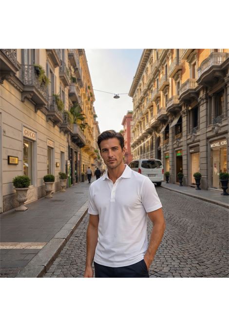 Fedeli Men's Flex Polo Shirt in Stretch Cotton Jersey - White FEDELI |  | TUD0012041