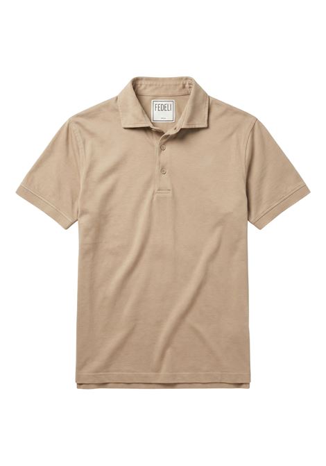 Fedeli Men's Flex Polo Shirt in Stretch Cotton Jersey - Beige FEDELI |  | TUD0012084
