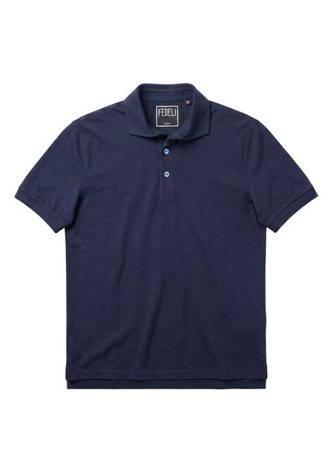 Fedeli Polo Zero in Dry Jersey Dusty Stretch Cotton - Navy Blue FEDELI |  | TUD00303828