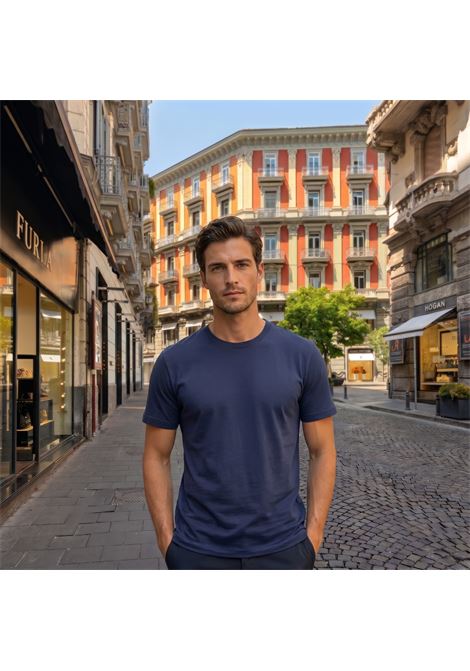 Fedeli Gary T-shirt in Dry Jersey Stretch Cotton - Navy Blue FEDELI |  | TUD00304828