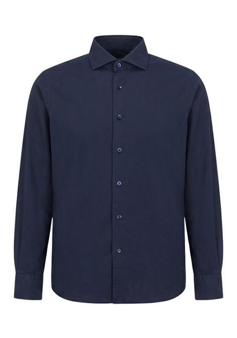 Fedeli Sean Shirt in Panamino Stretch Cotton - Dusty Blue 828 FEDELI |  | TUD00507828
