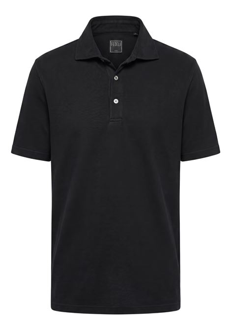 Fedeli Men's Zero Polo Shirt in Superlight Cotton Piqué - Black FEDELI |  | TUF0013036