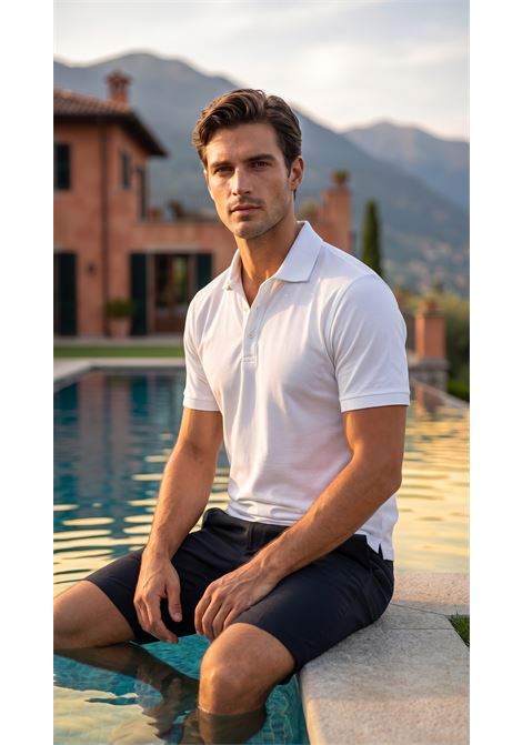Fedeli Men's Zero Polo Shirt in Superlight Cotton Piqué - White FEDELI |  | TUF0013041