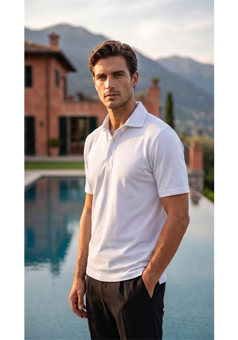 Fedeli Men's Zero Polo Shirt in Superlight Cotton Piqué - White FEDELI |  | TUF0013041