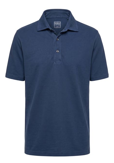 Fedeli Men's Zero Polo Shirt in Superlight Cotton Piqué - Navy Blue FEDELI |  | TUF0013085