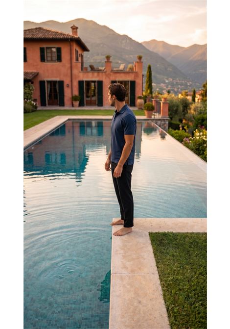Fedeli Men's Zero Polo Shirt in Superlight Cotton Piqué - Navy Blue FEDELI |  | TUF0013085