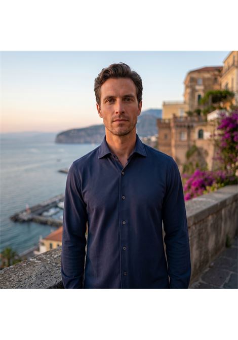 Fedeli Robert Shirt in Superlight Cotton Piqué - Blue FEDELI |  | TUF00131626