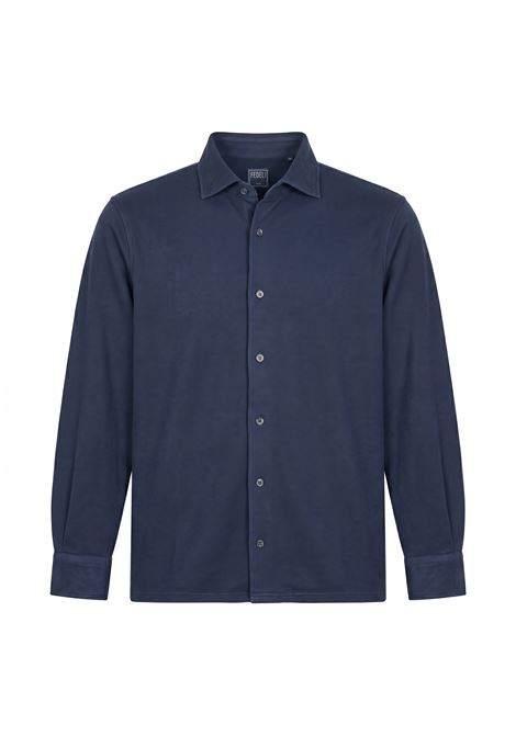 Fedeli Robert Shirt in Superlight Cotton Piqué - Blue FEDELI |  | TUF00131626
