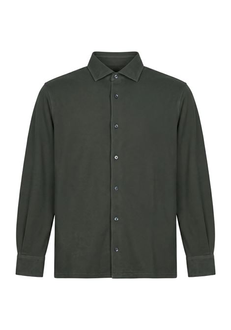 Fedeli Robert Shirt in Superlight Cotton Piqué - Dark Forest Green FEDELI |  | TUF0013163