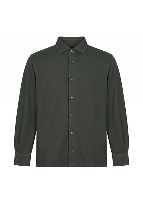Fedeli Robert Shirt in Superlight Cotton Piqué - Dark Forest Green FEDELI |  | TUF0013163
