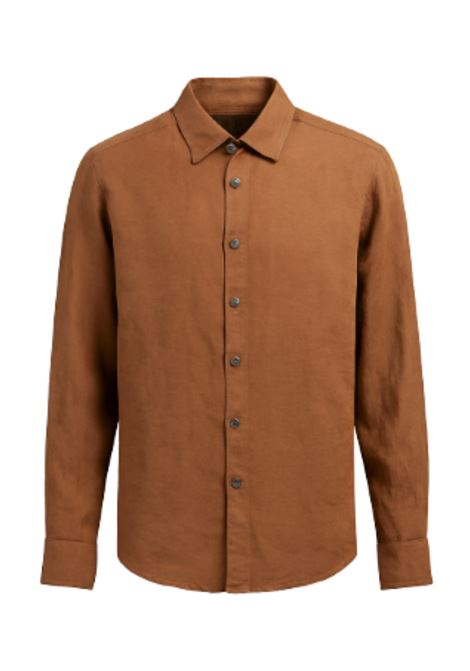 Camicia GRIFONI Donna in Lino Tabacco  Collo Classico e Maniche Lunghe Estive GRIFONI | CAMICIE | 220017/8056