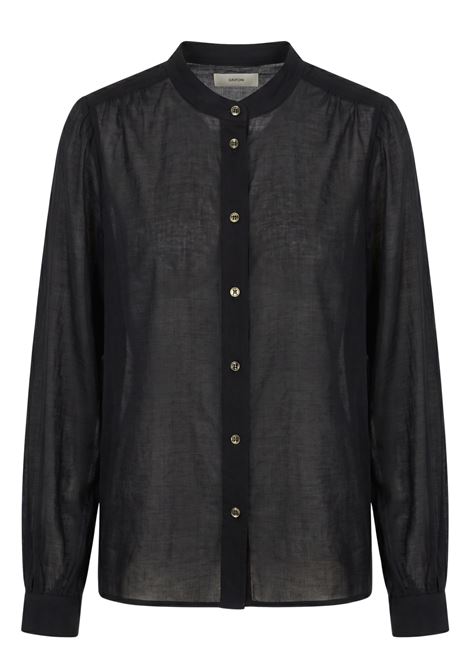 GRIFONI Sheer Mandarin Collar Shirt in Black GRIFONI |  | G1AB004299