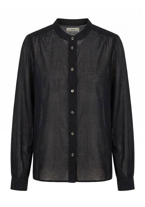 GRIFONI Sheer Mandarin Collar Shirt in Black GRIFONI |  | G1AB004299