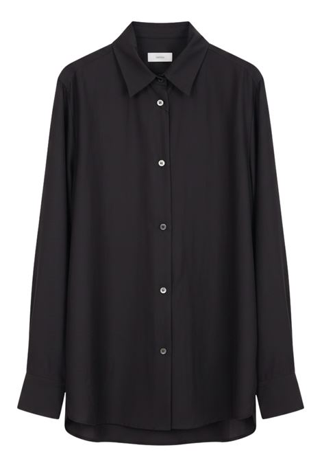 Camicia GRIFONI in Pura Seta Nera con Bottoni a Contrasto GRIFONI | CAMICIE | G1AB004499