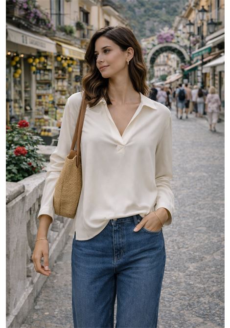 Blusa con Collo Polo in Avorio  JUCCA JUCCA | Bluse | J3852011/07044