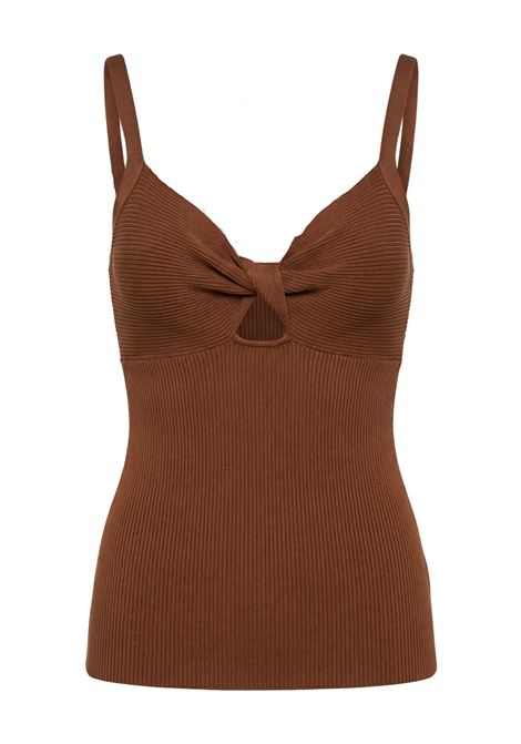 JUCCA Top a Costine con Nodo Frontale Almond JUCCA | Top & T-shirt | J4311011/116A1079