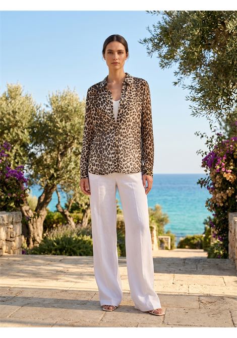 JUCCA Cotton and Silk Mussola Shirt in Leopard Print JUCCA |  | J4312040/24M397