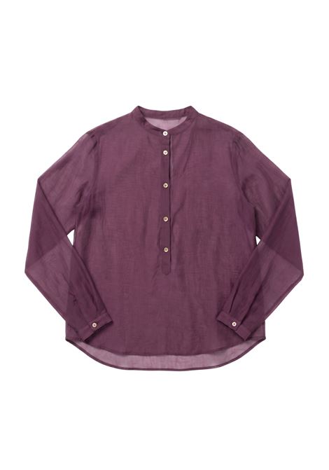 JUCCA Camicia in Cotone e Seta con Collo alla Coreana - Color Mora JUCCA | CAMICIE | J4312048/241295