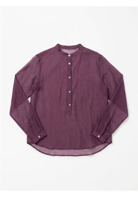 JUCCA Camicia in Cotone e Seta con Collo alla Coreana - Color Mora JUCCA | CAMICIE | J4312048/241295