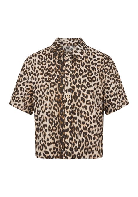 JUCCA Wide-Shoulder Cotton Top in Almond Brown JUCCA |  | J4312293/27M397