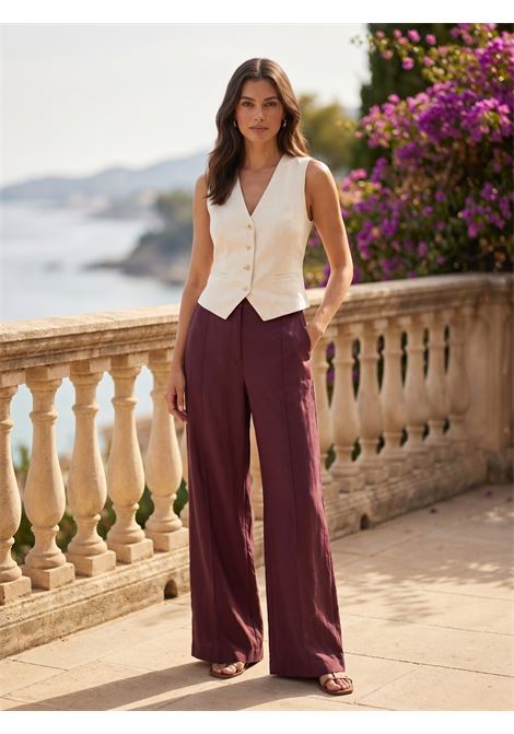 JUCCA Pantaloni Wide-Leg in Mussola di Cotone e Seta - Color Mora JUCCA | Pantaloni | J4314286/241295