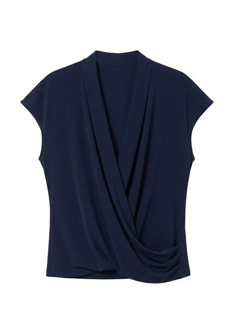 JUCCA Top a Incrocio in Misto Seta - Color Navy JUCCA | Top & T-shirt | J4352176/07582