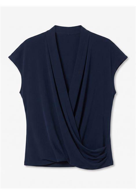 JUCCA Top a Incrocio in Misto Seta - Color Navy JUCCA | Top & T-shirt | J4352176/07582