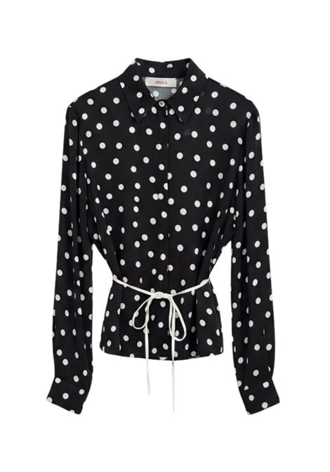 Camicia Jucca a Pois in Viscosa con Cinturino - Moka e Bianco JUCCA | CAMICIE | J4352275/26107