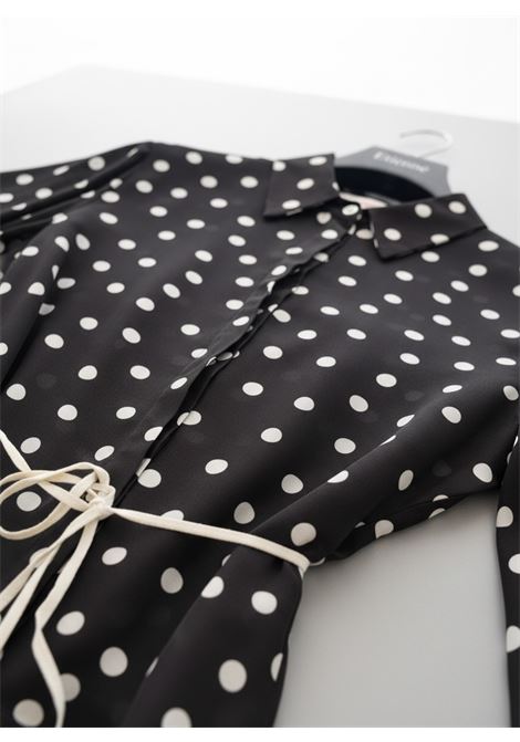 Jucca Women's Polka Dot Viscose Blouse with Waist Tie - Moka Brown JUCCA |  | J4352275/26107