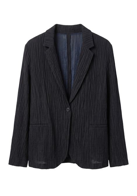 JUCCA Blazer Monopetto Plissé in Lyocell Nero JUCCA | GIACCHE | J4353003/19003