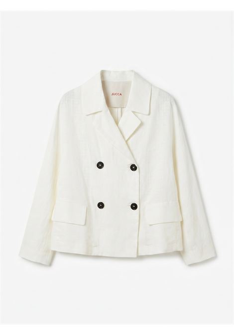 JUCCA Giacca Doppiopetto Corta in Lino e Cotone - Panna JUCCA | GIACCHE | J4353066/31045