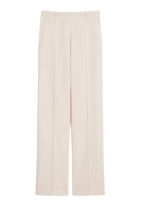 Pantalone Max Mara straight leg in lana crêpe rosa MaxMara | Pantaloni | 2616131041600047