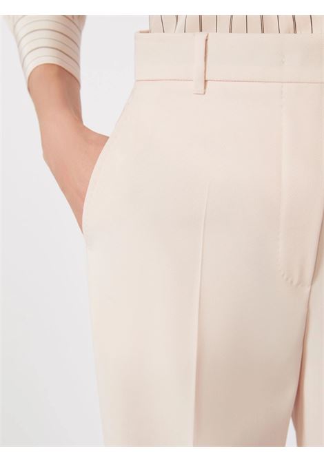 Pantalone Max Mara straight leg in lana crêpe rosa MaxMara | Pantaloni | 2616131041600047