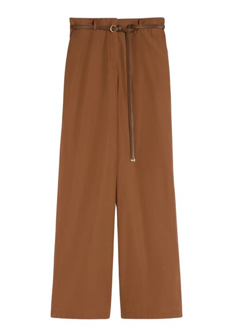 Pantalone Max Mara straight leg in popeline di cotone argilla con cintura MaxMara | Pantaloni | 2616131052600070