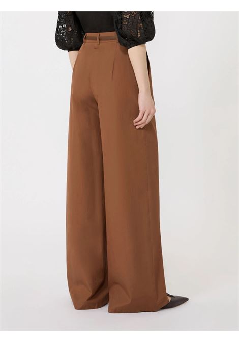 Pantalone Max Mara straight leg in popeline di cotone argilla con cintura MaxMara | Pantaloni | 2616131052600070