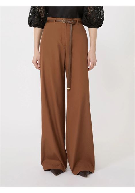 Pantalone Max Mara straight leg in popeline di cotone argilla con cintura MaxMara | Pantaloni | 2616131052600070