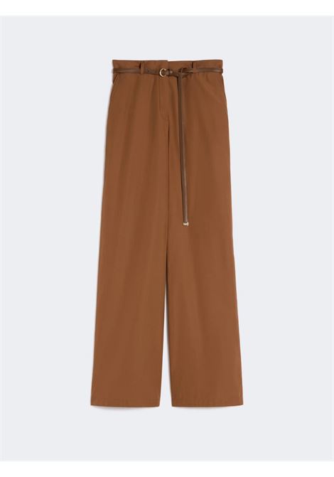 Pantalone Max Mara straight leg in popeline di cotone argilla con cintura MaxMara | Pantaloni | 2616131052600070