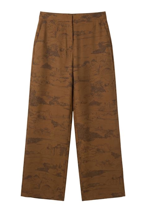 Pantaloni Wide Leg MAX MARA STUDIO in Seta con Stampa Toile de Jouy MaxMara | Pantaloni | 2616131101600004
