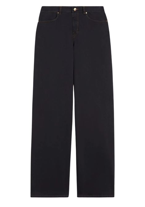 Pantalone Max Mara baggy in raso di cotone blu con dettagli denim MaxMara | JEANS | 2616131111600005