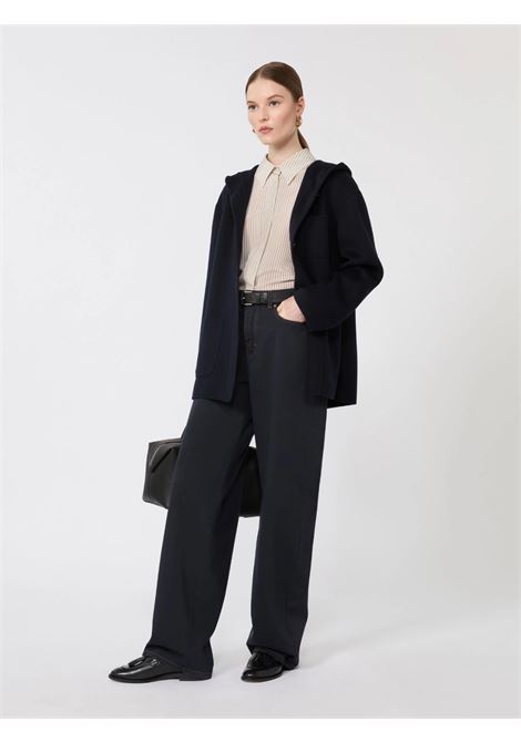 Pantalone Max Mara baggy in raso di cotone blu con dettagli denim MaxMara | JEANS | 2616131111600005