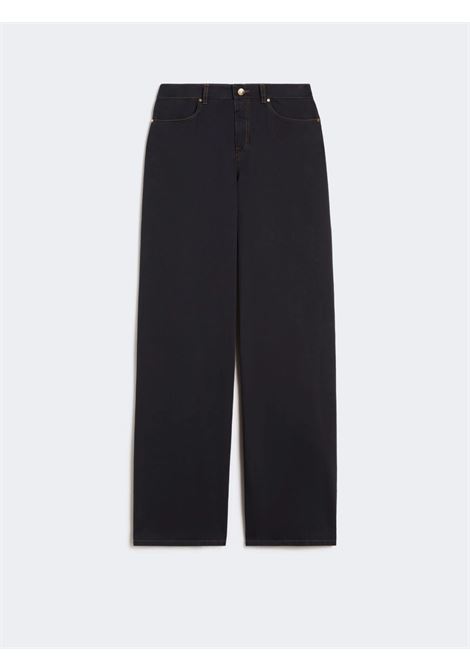 Pantalone Max Mara baggy in raso di cotone blu con dettagli denim MaxMara | JEANS | 2616131111600005