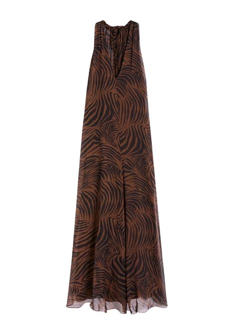 Abito Max Mara lungo in chiffon di seta stampato marrone MaxMara | Abiti | 2616221092600002