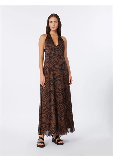 Abito Max Mara lungo in chiffon di seta stampato marrone MaxMara | Abiti | 2616221092600002