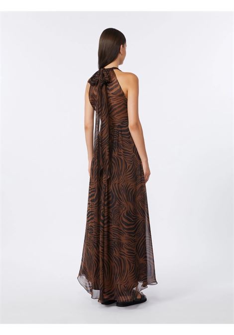 Abito Max Mara lungo in chiffon di seta stampato marrone MaxMara | Abiti | 2616221092600002