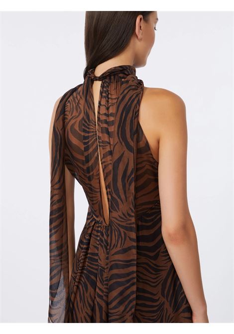 Abito Max Mara lungo in chiffon di seta stampato marrone MaxMara | Abiti | 2616221092600002